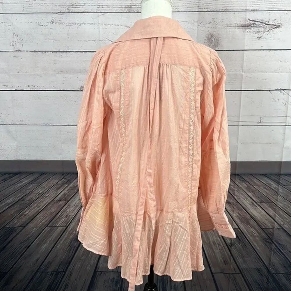 Free People Top Tunic Womens XS Pink‎ Mikaila Cottagecore Rose Blush Boho